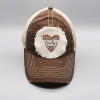 Leopard Heart Teacher Middle Patch Hat