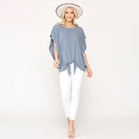 Leopard Jacquard Knit Jersey Top With Front Tie, Ruffled Sleeve