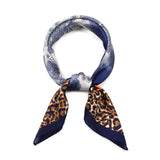 Leopard with Floral Print Satin Scarf Wrap