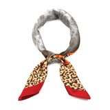Leopard with Floral Print Satin Scarf Wrap