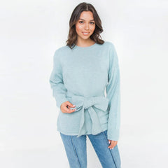 Light Blue A Soft Touch Round Neck Women's Sweater