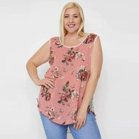Light Coral High-low Hemline Women's Sleeveless Top