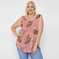 Light Coral High-low Hemline Women's Sleeveless Top