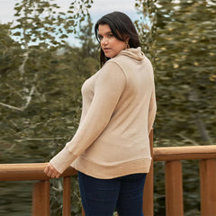 Long Sleeve Rib Hem Sweater Top - Khaki