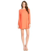 long sleeve shift dress coral