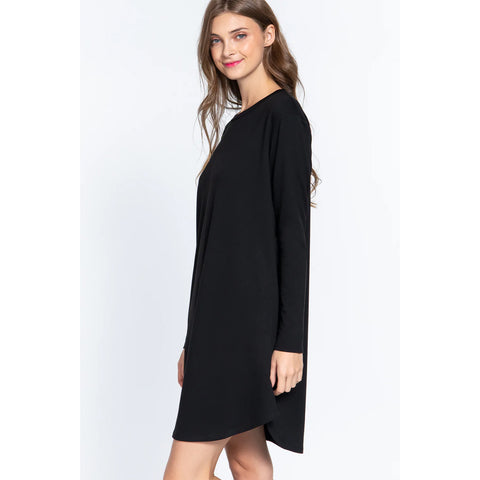 Long Slv French Terry Mini Dress