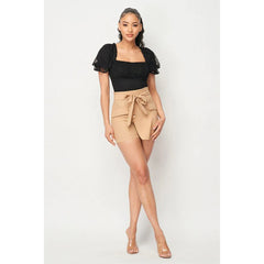 Luxe Polkadot Stretch Mesh Puff Sleeve Bodysuit
