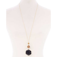 Marbling Natural Stone Pendant Long Necklace
