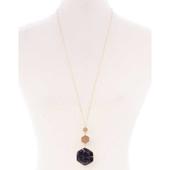 Marbling Natural Stone Pendant Long Necklace