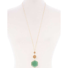 Marbling Natural Stone Pendant Long Necklace