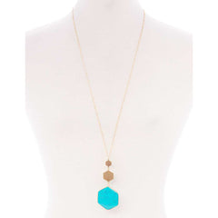 Marbling Natural Stone Pendant Long Necklace
