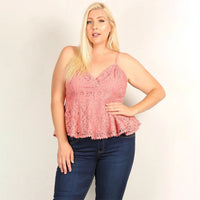 Mauve Plus Size Lace Women's Sleeveless Top