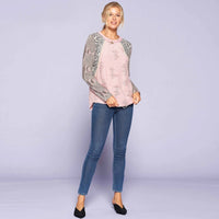 Mauve Pre-damaged Color-block Women's T-Shirt