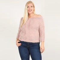 Mauve Textured Long Sleeve Plus Size Top