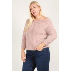 Mauve Textured Long Sleeve Plus Size Top
