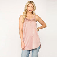 Mauve Velvet Mixed Adjustable Strap Round Hem Camisole