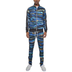 MENS PRINT FULL ZIP TRACK SUIT SET