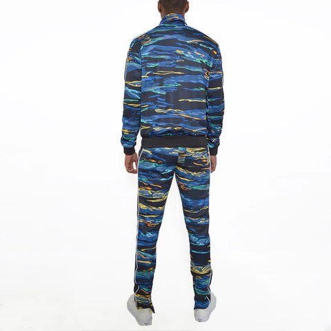 MENS PRINT FULL ZIP TRACK SUIT SET