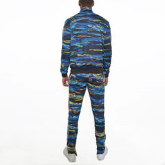 MENS PRINT FULL ZIP TRACK SUIT SET