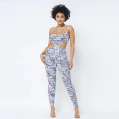 Mesh Print Crop Women's Top With Matching Leggings