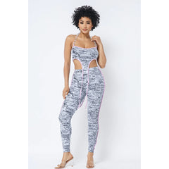 Mesh Print Crop Women's Top With Matching Leggings