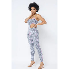 Mesh Print Crop Women's Top With Matching Leggings