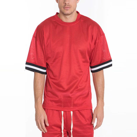 Mesh Sleeve Tape Athletic T-shirt for Men