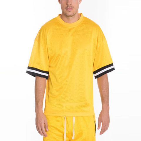 Mesh Sleeve Tape Athletic T-shirt for Men