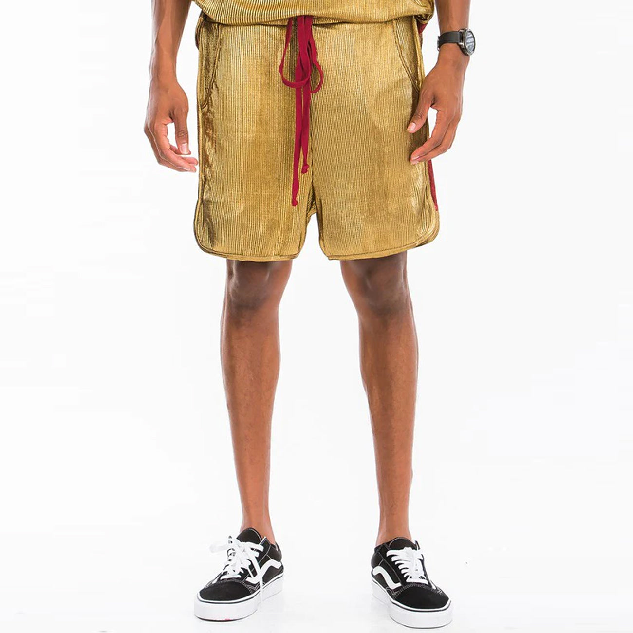 Metallic Flick Shorts for Men - Gold