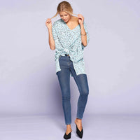 Mint & Blue Leopard And Letter Printed Women's Knit Top