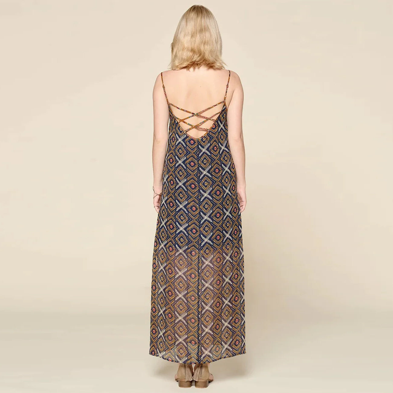 Mixed Printed Chiffon Maxi Slip Dress