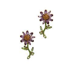 Modern Multi Rhinestone Flower Earring