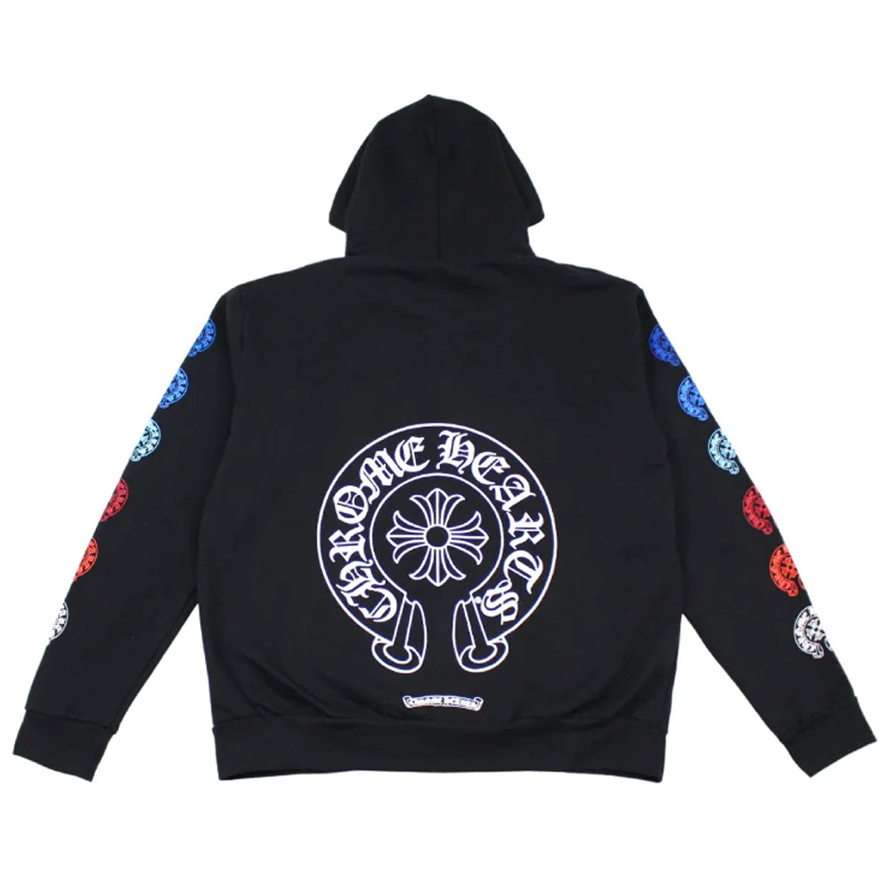 Multi Color Horseshoe Zip Hoodie in Black