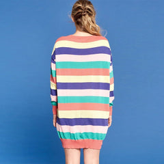 Multi-colored Striped Knit Sweater Dress