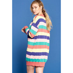 Multi-colored Striped Knit Sweater Dress