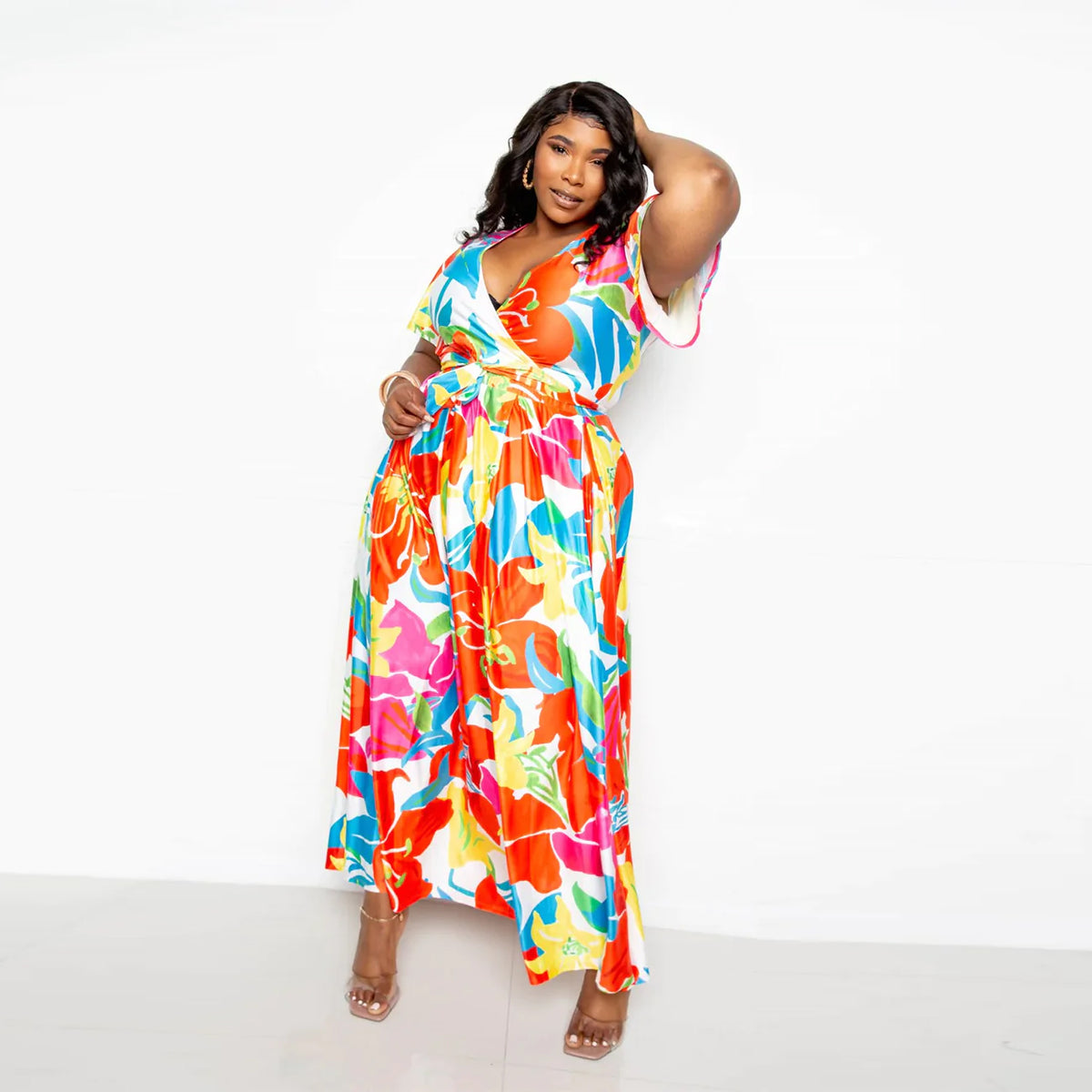 Multi-color Flower Maxi Skirt & Top Set