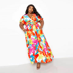 Multi-color Flower Maxi Skirt & Top Set
