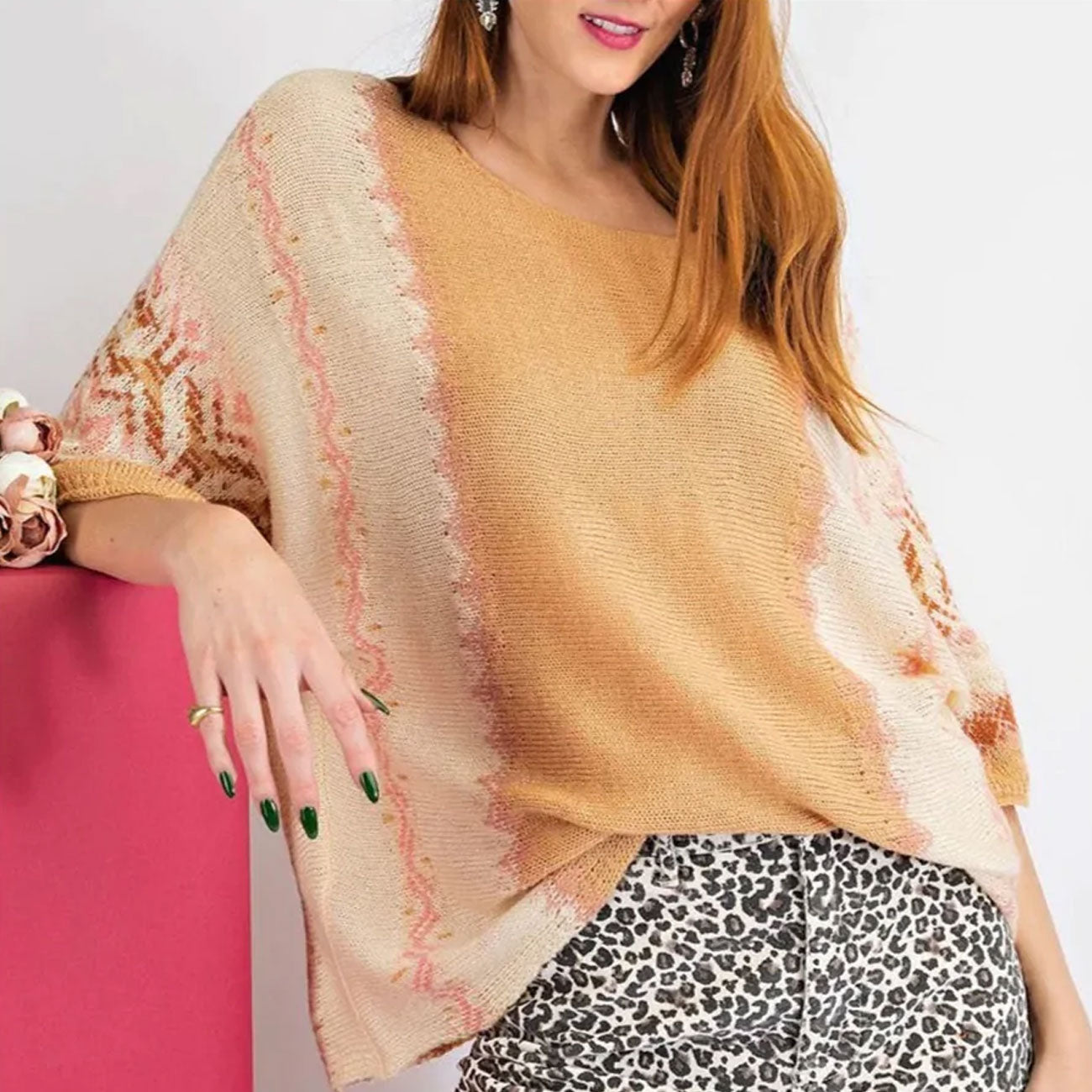 Multi-color Oversized Thread Women's Sweater