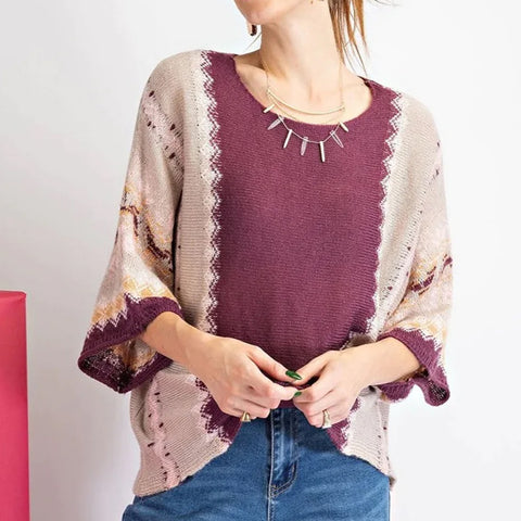 Multi-color Oversized Thread Women's Sweater