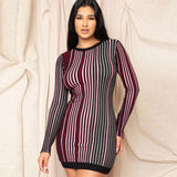 Multi-color Striped Ribbed Dress