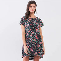 Multicolor Floral Print Pleated Mini Dress - Black