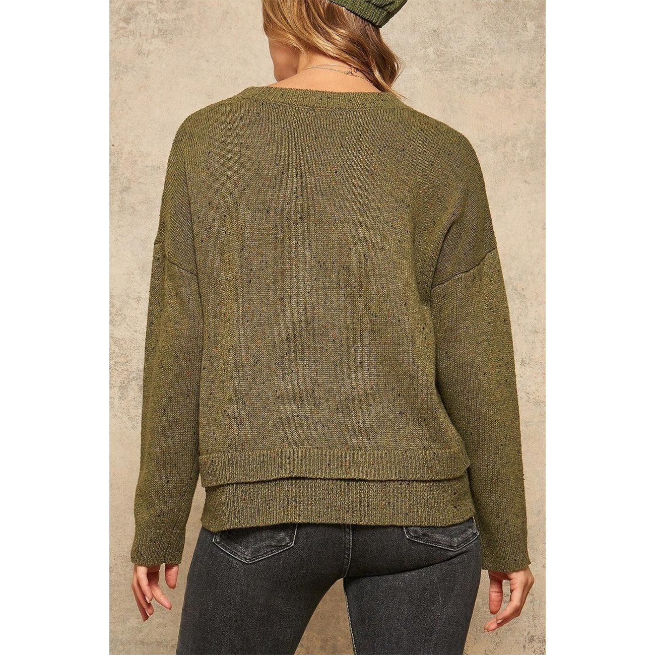 Multicolor Knit Sweater in Green