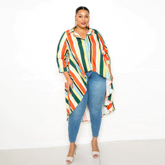 Multicolor Striped Hi Low Shirt