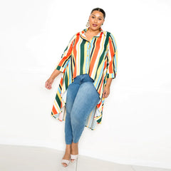 Multicolor Striped Hi Low Shirt