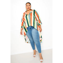 Multicolor Striped Hi Low Shirt