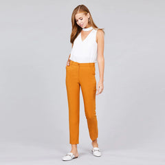 Mustard Seam Side Pocket Classic Long Cropped Pants