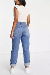 Mom Jean in Stonewash High Waist Hourglass With Rips