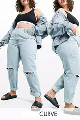 Mom Jeans Curve High Rise 'slouchy' Brightwash