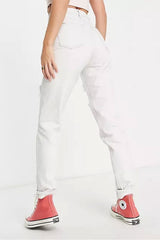 Mom Jeans Tall Super Bleached With Ripped