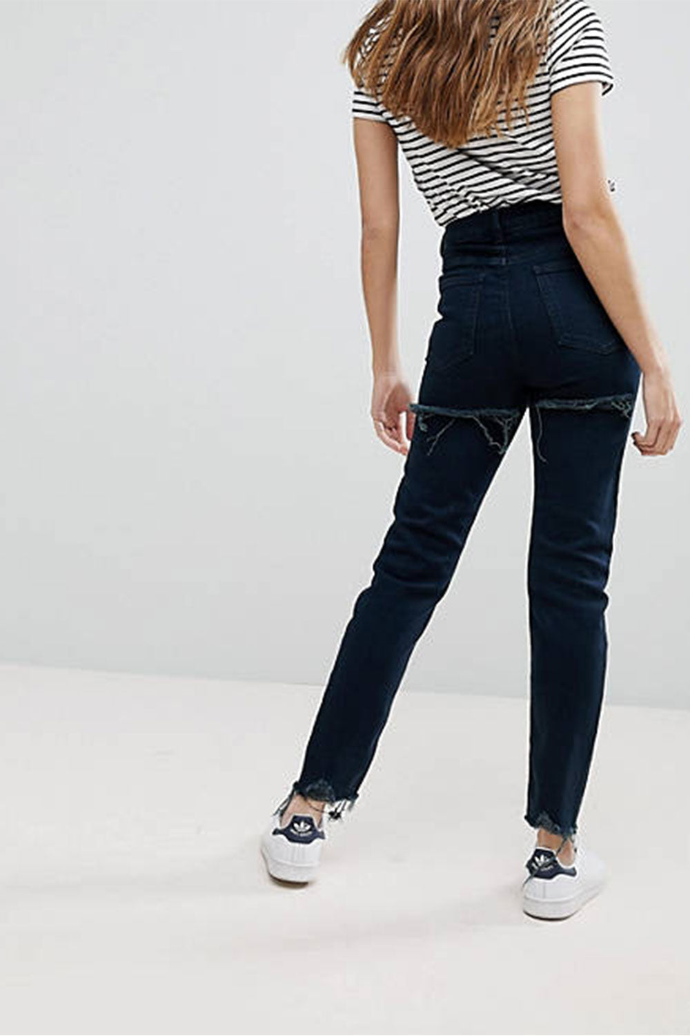 Mom Jeans in High Rise Farleigh 'slim' With Bum Rips